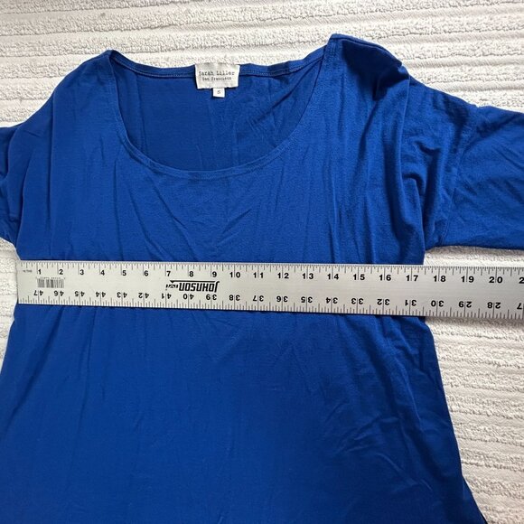 Vintage Sarah Liller Womens Scoop Neck 3/4 Sleeve Pleated Back Tunic Small Blue - Picture 7 of 8